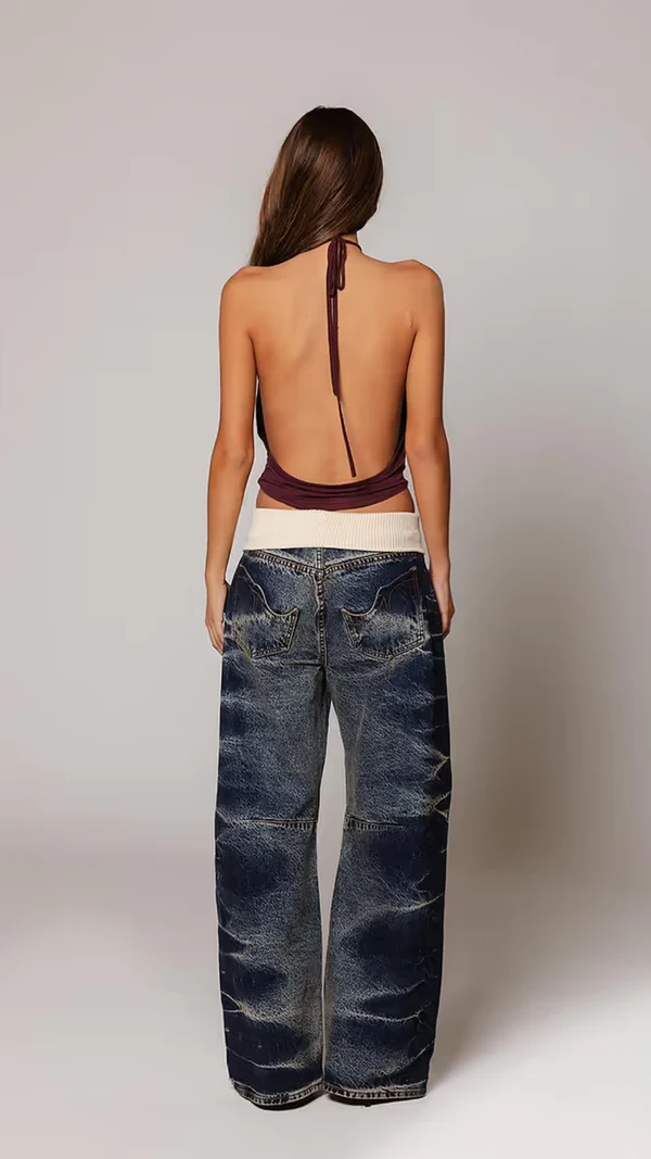 Tide Fade Fold-Over Jeans